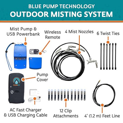 Portable Mist System 16ft Wireless Outdoor Cooling Kit - color: 4 Mist Nozzles