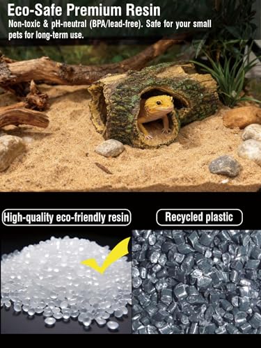 Aquarium Hollow Wood Fish Tank Decorations Reptiles Hideouts | Fake Logs Terrarium Décor, Cave and Shelter , Aquarium Hideout for Betta Fish,Shrimp and Turtle,for 20 Gallon Tank