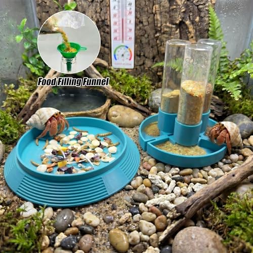 4-in-1 Hermit Crab Feeding Station - Integrated Nutrition and Hydration Center，3D-Printed Tank Accessories Made from Safe Materials, Suitable for Hermit Crabs and Small Reptiles. - color: Cyan