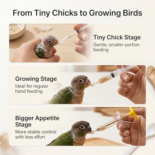 Baby Bird Feeding Syringe with Temperature Strip, Cleaning Brush | 25 PCS Hand Feeding Tubes Set, Temperature Strip, Cleaning Brush, Measuring Cups and Spoons for Parrot, Small Birds, Chick