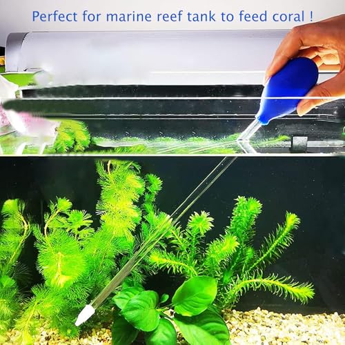 KABASI 4 in 1 Aquarium Coral Feeder Kit, 2PCS Coral Feeder with Tweezers | SPS Coral Feeder Long Arcylic Marine Reef Aquarium Syringe Liquid Fertilizer HPS Tube for Reef/Anemones/Eels/Lionfish