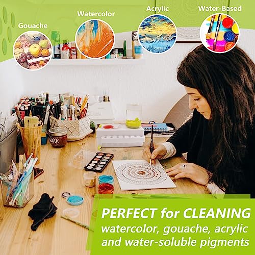 Paint Brush Cleaner, Brush Rinser with Drain and Brush Holder, Upgrade Water Circulation Paintbrush Cleaner Rinser for Acrylic, Watercolor, Water-Based Art Supplies Paint Brush Cleaner Tool, Green - color: Green