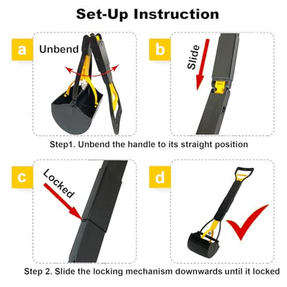 ienjoyed Dog Pooper Scooper for Large Medium & Small Dogs Heavy Duty,Long Handled Dog Poop Scooper for Grass,Durable Dog Poop Pick Up Tool (Yellow) - color: Yellow