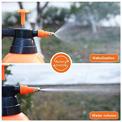2Pcs Garden Pump Sprayer 68 oz/0.5 Gallon Hand Held Pressure Bottle Brass Adjustable Nozzle Large Capacity for Water Weed Flower Plant Mister Lawn Home Cleaning Washing Spray 2L-Orange - color: Orange-2 set