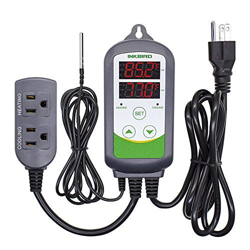 Inkbird ITC-308 Digital Temperature Controller Thermostat | 110V 10A 1100W 2-Stage Outlet with Heating and Cooling Mode for Carboy Homebrew Fermenter Greenhouse Terrarium - size: Non-WiFi ITC-308