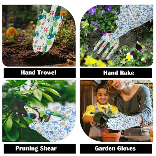 Garden Floral Tool Set with Tote, for Women Plant Lovers | Complete Floral Gardening Tool Kit with Durable Storage Tote, Practical Garden Supplies for Outdoor Planting Care - style: Blue