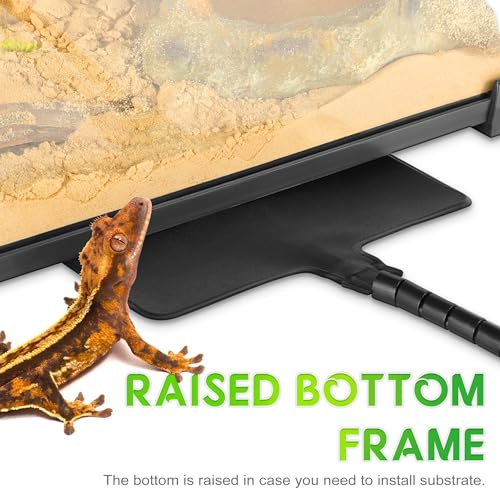 10"x10"x8" Reptile Terrarium, Single-Door Glass Terrestrial Vivarium for Small Desert Reptiles Such as Juvenile Leopard Geckos, with Lock, Cable Port & Waterproof Deep Base Below Front Door