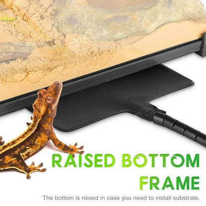 10"x10"x8" Reptile Terrarium, Single-Door Glass Terrestrial Vivarium for Small Desert Reptiles Such as Juvenile Leopard Geckos, with Lock, Cable Port & Waterproof Deep Base Below Front Door