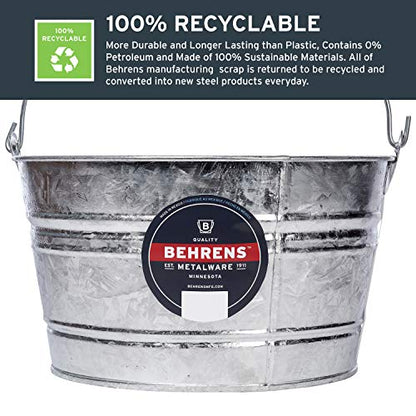 Behrens Hot-Dipped Galvanized Steel Utility Pail 4-1/4 Gallon - size: 17 quart, style: Hot Dipped