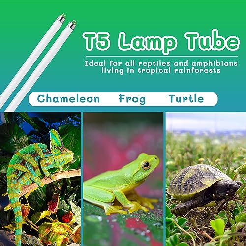 T5 UVB Reptile Light 24W 5.0,UVA UVB Light Bulb for Reptiles,2 Pack Reptile UVB Lamp Tube for Bearded Dragon - size: 2 pack T5 Tube-24W 5.0