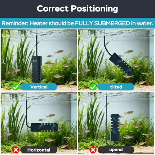 AquaMiracle Aquarium Heater, 100W Submersible Fish Tank Heater with LED Digital Display, Overheat Protection & Auto Power-Off When Out of Water, for Freshwater and Saltwater Fish Tanks (10-20 Gal)