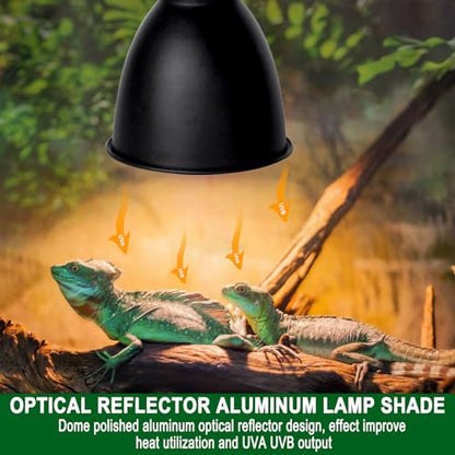 BNOSDM Reptile Light Fixture,5.5 Inch High Deep Dome Reptiles Heat Lamp Fixture for UVB UVA Bulb,Heat Basking Bulb,Optical Reflection Heat Lamp Fixtures for Reptile Amphibian Tank Terrariums - size: 5.5 Inch High Deep