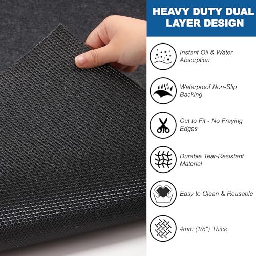 Oil Spill Mat 29" x 36" - Premium Felt + Waterproof Backing Contains Liquids Oil Absorbent Pads Washable Reusable Non-Slip for Motorcycle Trash Cans Gardening Tools Spot Maintenance Protection - size: 2'5" x 3'