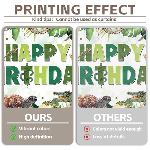 Fabric 72x43inch Reptile Birthday Backdrop Jungle Wild Banner | Tropical Rainforest Lizard Snake Turtle Alligator Palm Leaves Background, Kids Adult Party Decorations, Photo Props - size: 72x43inch