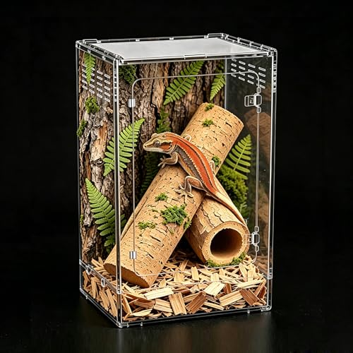 Reptile Tall Terrarium,11 Gollon Vertical PC Terrarium,12"x12"x18" Habitat Enclosure with Front Openning Door and Top Screen Ventilation for Geckos, Snakes,Tree Frogs,Chameleon,Bearded Dragons - size: 12"*12"*18"