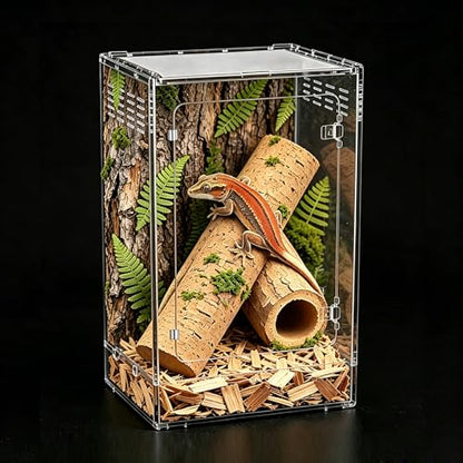 Reptile Tall Terrarium,11 Gollon Vertical PC Terrarium,12"x12"x18" Habitat Enclosure with Front Openning Door and Top Screen Ventilation for Geckos, Snakes,Tree Frogs,Chameleon,Bearded Dragons - size: 12"*12"*18"