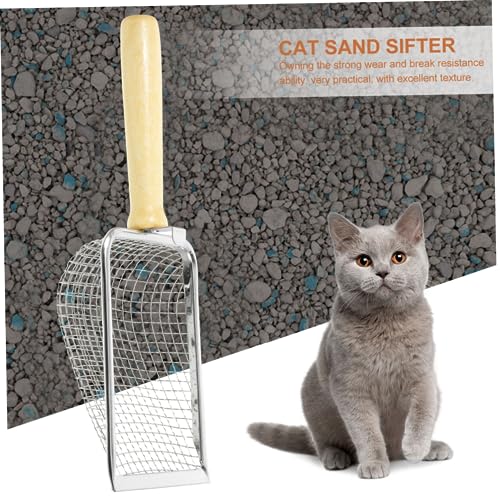 GANAZONO Stainless Steel Cat Litter Scoop Handle Lightweight Design for Easy Cleanup of Cat and Reptile Waste Fine Mesh for Efficient Sifting for Litter Boxes and Reptile Containers
