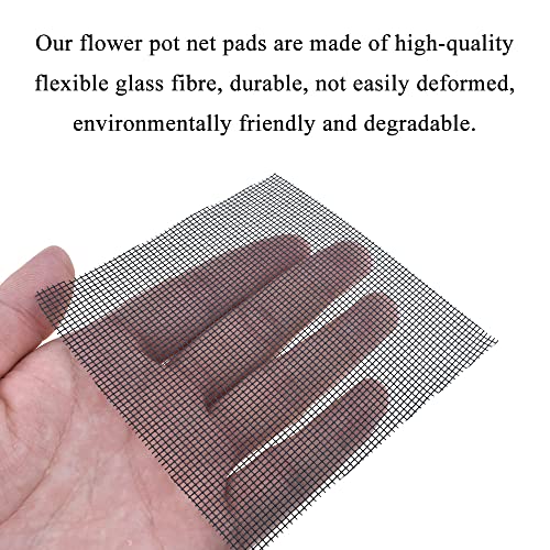 HAHIYO 50PCs 4Inch/10Cm Black Square Glassfibre Flower Pot Hole Mesh Pad Bottom Grid Mat Bonsai Drainage mesh Hole Screens Gasket Prevent Soil Loss Breathable Gasket Drainage Netting for Bonsai - size: Square-4In-50P