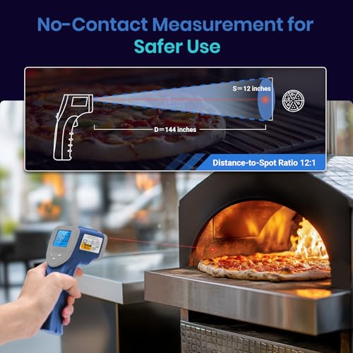 Etekcity Infrared Thermometer Laser Temperature Gun, -58°F~1130°F, Blue | Cooking, Pizza Oven, BBQ, Meat, Kitchen, Reptile, HVAC, Adjustable Emissivity, MAX Display, High Temperature - color: Arctic Blue, style: Advanced