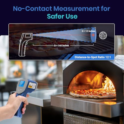 Etekcity Infrared Thermometer Laser Temperature Gun, -58°F~1130°F, Blue | Cooking, Pizza Oven, BBQ, Meat, Kitchen, Reptile, HVAC, Adjustable Emissivity, MAX Display, High Temperature - color: Arctic Blue, style: Advanced
