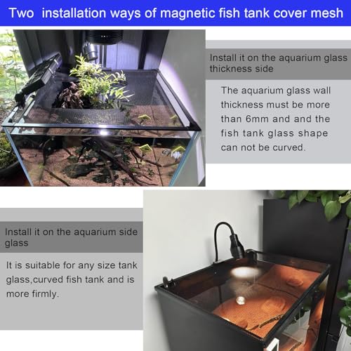 Magnetic Aquarium lid Fish Tank Hood top Cover Anti-Jumping net Cover mesh to Protect Fishs Jumping Out of Fishes Tank Hoods