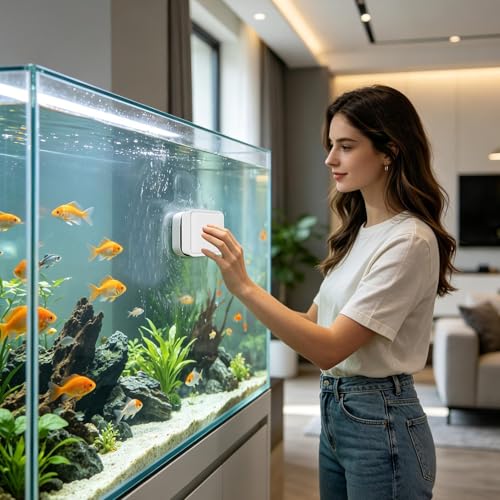 Aquarium Magnet Glass Cleaner Powerful Algae Remover Scrubber | Fish Tank Brush for Saltwater Betta Algae Turtle Reptile Terrarium Wall Kitchen Living Room Water