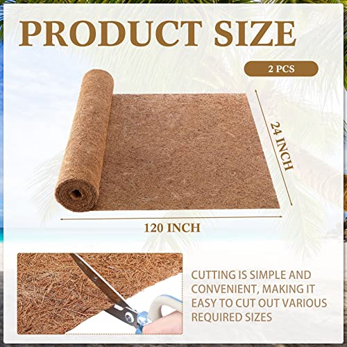 Fabbay 2 Pcs 24 x 120 Inch Coconut Coir Liner Roll Natural Coconut Plant Liner Sheets Coconut Fiber Mat for Planters Gardening Window Box Flower Basket Decor Animal Pet Pad Reptile Carpet