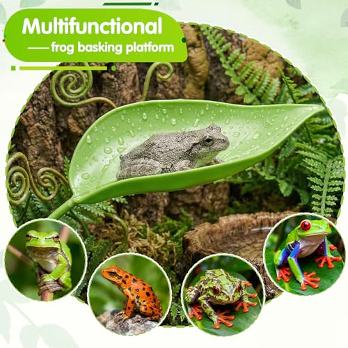 3pcs Turtle Basking Platform Tree Frog Gecko Turtle Tank Accessories Leaf Shape Crested Gecko Hide Frog Tank Accessories with Suction Cups Turtles Tanks Decor