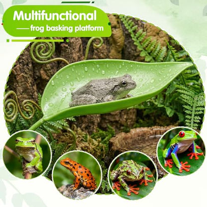 3pcs Turtle Basking Platform Tree Frog Gecko Turtle Tank Accessories Leaf Shape Crested Gecko Hide Frog Tank Accessories with Suction Cups Turtles Tanks Decor