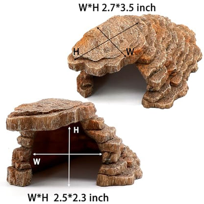 Gecko Hide Shale Scape Step Ledge, Reptile Cave Hideout Tank Accessories Decorations, Great for Reptiles, Amphibians, Leopard Gecko, Lizard, Frogs, Turtle (Small-7.3 * 4.4 * 3) - style: Small-7.3 * 4.4 * 3