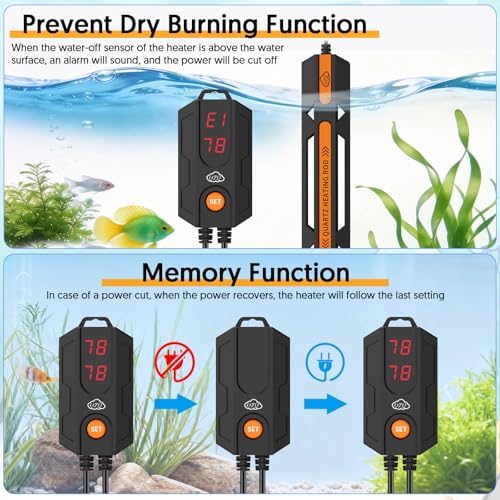 QZQ Aquarium Heater, 300W Adjustable Fish Tank Heater with Digital Display | External Temperature Controller, Submersible Turtle Tank Heater - size: 300W