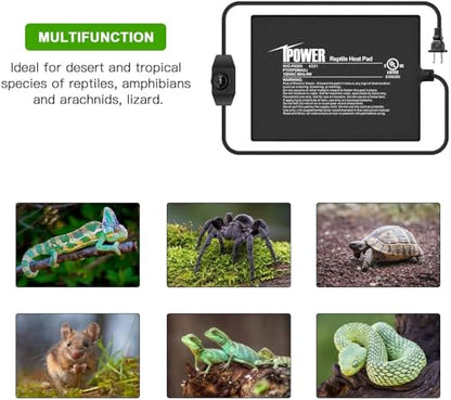 iPower 6 by 8 Inch Reptile Heating Pad with Temperature Adjustable Controller Knob, Under Tank Warmer Terrarium Heat Mat for Reptiles and Amphibians - size: 6 X 8 Inch, style: Heat Pad with Adjust Knob