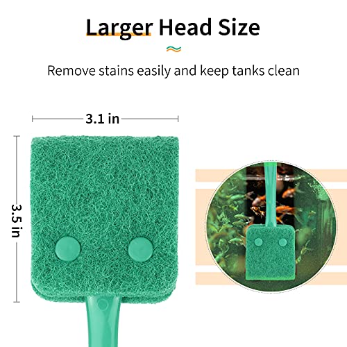 Pawfly Fish Tank Cleaning Tools Aquarium Algae Scraper Sponge Brush Cleaning Scrubber with 10 inch Non-Slip Handle for Glass Fish Tanks