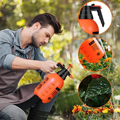 1 Pcs Garden Pump Sprayer, 0.5Gallon/68oz Hand-held Lawn Pressure Orange Spray Bottle with Adjustable Nozzle (FKM Gasket Update) - color: Orange