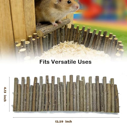 Hamster Bridge 2 Pack, Bendable Wooden Cage Divider and Retaining Wall for Sand Bath and Bedding, Flexible Ladder Fence for Syrian & Dwarf Hamsters, Mice and Gerbils
