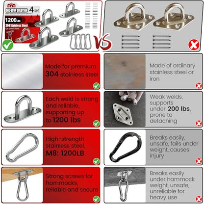 304 Stainless Steel Pad Eye Snap Hook,M8 Ceiling Hook 1200Lb,8Pcs | Hanging Kit with Screws for Hammock Chair Swing, Yoga Gym Equipment, Sun Shade Sail, Plant Hangers & Marine Boat Hardware - size: 3.15 inch, style: Oval