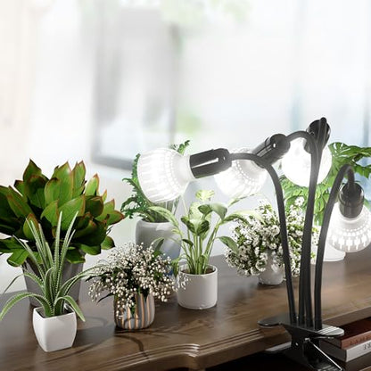 Grow Light,24W (160Watts Equiv) 5000K White Full Spectrum LED Growing Lamp Clip on Desk for Indoor Plants,Bulbs Replaceable & Non-dimmable (Black, 320W) - size: 320W
