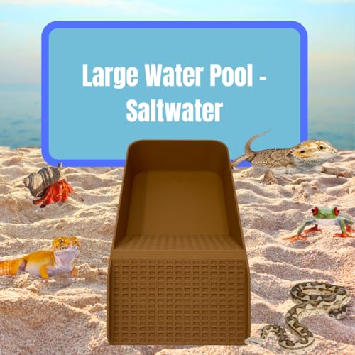 Hermit Crab, Lizard, Turtle, Amphibian XL Watering Pool | Platform Pool Accessory with Access Ramp for Pet Habitats | 9.75" x 5" | Made in USA (X-Large) (Salt Only, Tan) - color: Salt Only, Tan