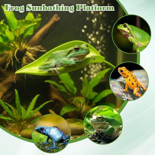4 PCS Crested Gecko Hide, Reptile Leaf Platform with Suction Cups, Turtle Tank Decorations Tree Frog Terrarium Accessories Aquarium Landscaping Decoration Turtle Tank Decor