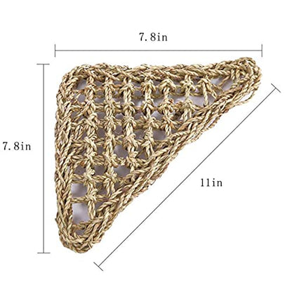 Tfwadmx 3 Pack Bearded Dragon Hammock Lizards Lounger Reptile Climbing Accessories, Natural Seagrass Fibers Hammock for Reptiles Geckos Anoles Iguanas Hermit Crabs Triangular - size: 11x8In