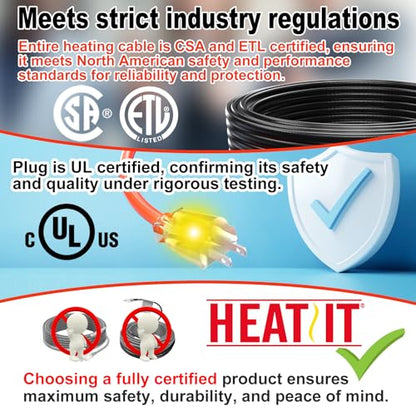 HEATIT Pipe Heating Cable - Reliable Freeze Prevention, Easy DIY Install, Durable Design for Water Pipes CSA & ETL Certified, Energy-Efficient Water Pipe Heat Cable HISD 9ft, 7w/ft, 120V - style: 9 Feet