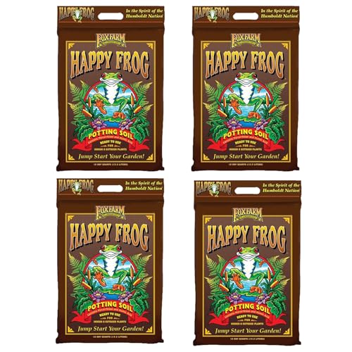 Happy Frog Potting Soil, 12qt – for Indoor/Outdoor Container Plants,Designed to Improve Root Efficiency, pH Adjusted for Optimal Nutrient Uptake – Contains Microbes and Humic Acids (Pack of 4) - size: 12 Quarts (4 Pack)
