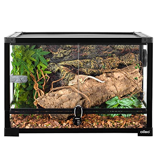 Full Vision Glass Reptile Terrarium 27 Gallon, Double Hinge Door with Screen Ventilation Reptile Tank 24"x16"x16" (Knock-Down) - style: 24"x16"x16"(27 Gal)