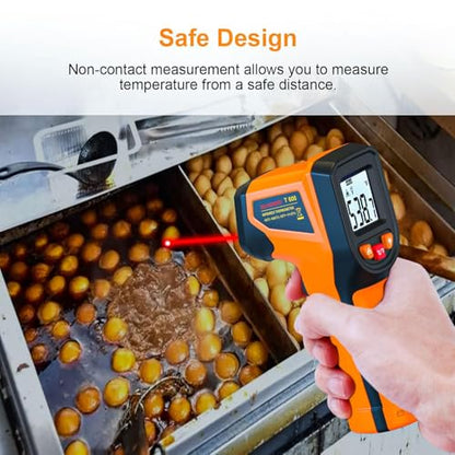 Laser Infrared Thermometer Non-Contact Digital Temperature Gun, -58℉～1112℉(-50℃～600℃) IR Thermometer for Industrial, Kitchen Cooking, Automotive, HVAC (Not for Human Body Temp) - color: Orange