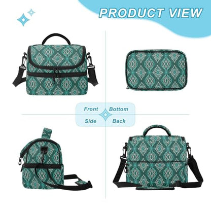 Snakes Skin Insulated Lunch Tote Bag Organizer for Women | 8L Double Deck,Large Lunch Box with Shoulder Strap,Thermal Meal Prep Cooler,Suitable for School Work Picnic Office Travel