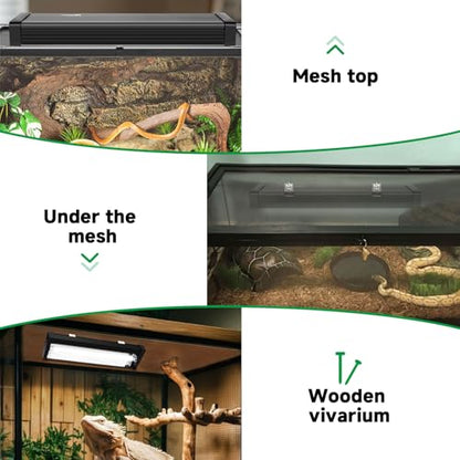 T5 UVB Reptile Light Fixture Upgrade Square HO UVB Bulb Lighting Combo Kit 10.0 UVB Light for Reptiles Terrarium Fluorescent 24W Reptile Light Bar UVA UVB Desert Lamp for Bearded Dragon Turtle Tank - size: 24W 22IN