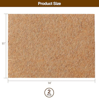 MAXPACE Natural Coconut Coir Liner Sheets - 14x11inch 2 Pcs Coco Fiber for Plant, Planter, Window Basket, Garden Decoration, and Pet Reptile Carpet or Mat