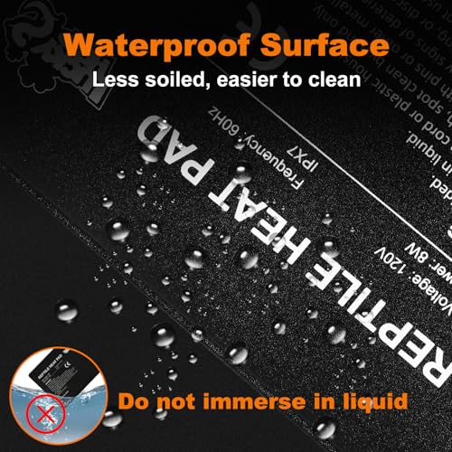 LUCKY HERP Reptile Heat Pad 6x8 Inch 8W Under Tank Terrarium Heating Mat, Reptile Heat Mat, Reptile Heating Pad for Turtle, Lizard, Hermit Crab, Frog, Snake - size: 6" X 8"