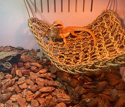 Tfwadmx 2 Pack Bearded Dragon Hammock, Reptile Climbing Decor, Lizard Lounger 100% Natural Seagrass Fabric Hammock for Reptiles, Geckos, Anoles, Iguanas, Hermit Crabs, Triangular - size: 12x8In