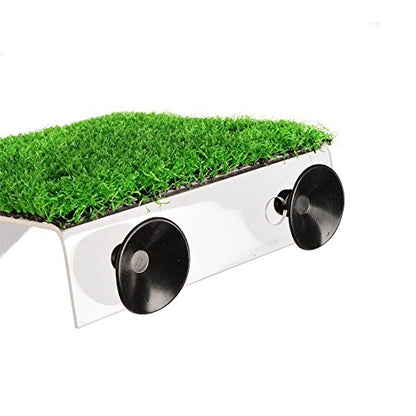 Saim Turtle Basking Platform Acrylic Reptile Ramp with Fake Grass Resting Terrace for Aquatic Turtles, Frogs, Newts, Salamanders and Axolotls - Small - color: Small: 8.7inch Lenght